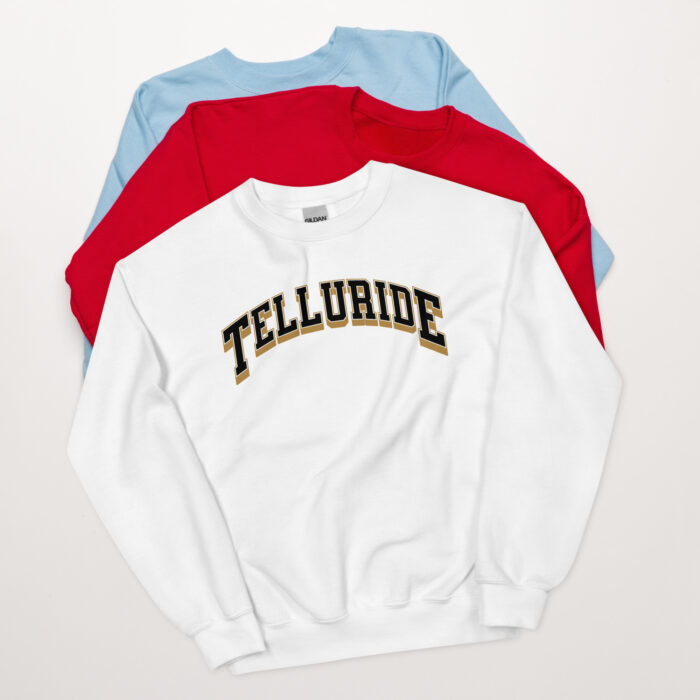 Telluride Colorado Unisex Sweatshirt for Snowboarding and Winter Wear., Gift for Men Women and Teens.
