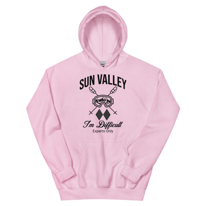 Sun Valley Skiing Unisex Hoodie Style Sweatshirt With Ski Mask, Ski Poles and Double Black Diamond - I'm Difficult Print Design. - Image 9