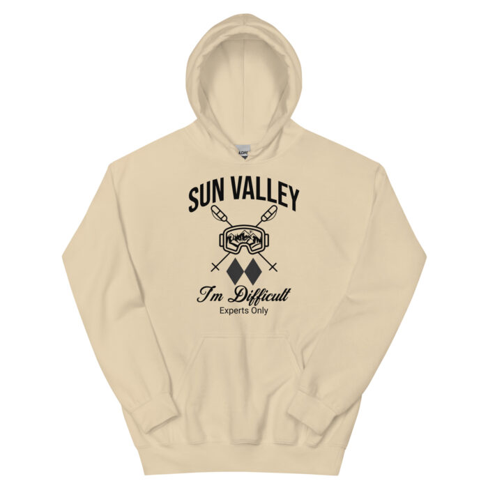 Sun Valley Skiing Unisex Hoodie Style Sweatshirt With Ski Mask, Ski Poles and Double Black Diamond - I'm Difficult Print Design. - Image 8