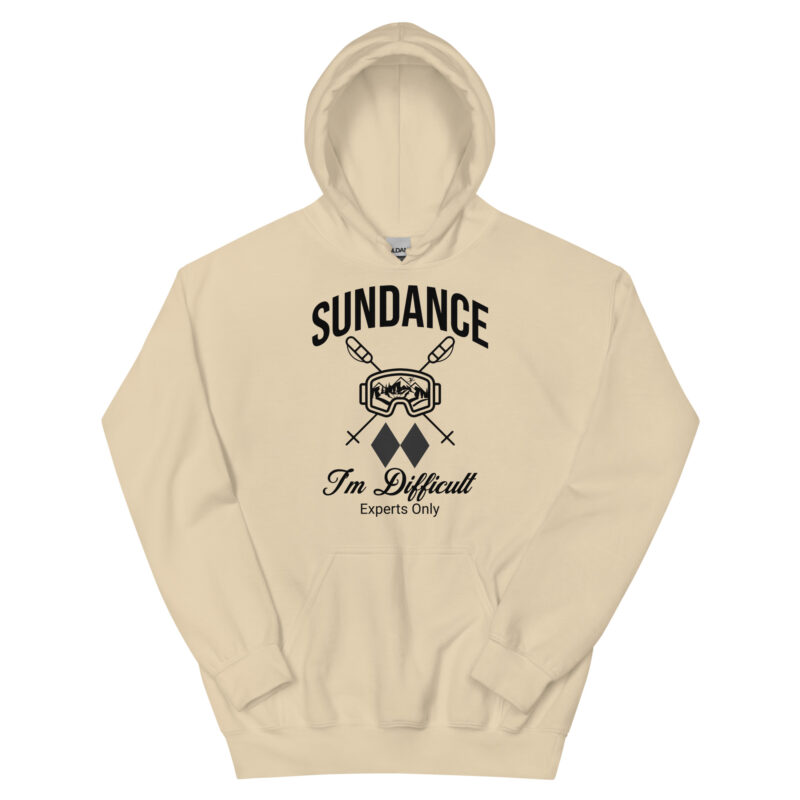Sundance Utah Skiing Unisex Hoodie Style Sweatshirt With Ski Mask, Ski Poles and Double Black Diamond - I'm Difficult Print Design