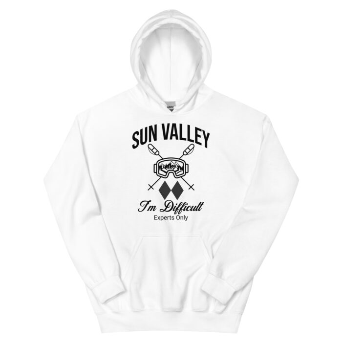 Sun Valley Skiing Unisex Hoodie Style Sweatshirt With Ski Mask, Ski Poles and Double Black Diamond - I'm Difficult Print Design. - Image 10