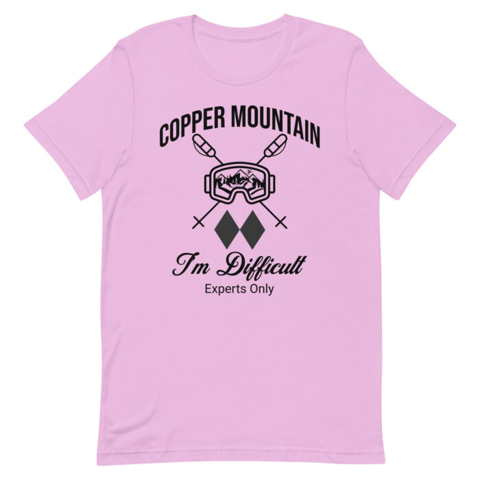 Copper Mountain Colorado Skiing Unisex tshirt With Ski Mask, Ski Poles and Double Black Diamond – I’m Difficult Print Design. - Image 8