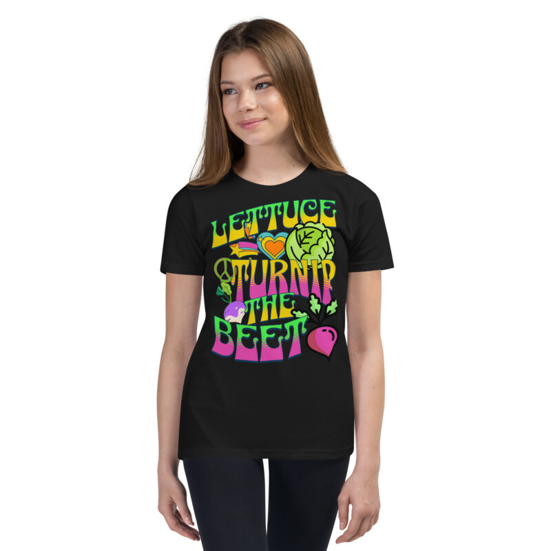 Lettuce Turnip the Beet Funny Youth Short Sleeve T-Shirt, Hippie Style Vegetable Pun Shirt