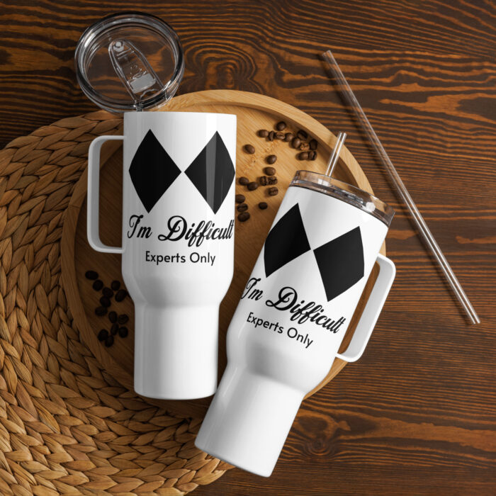 I'M Difficult Travel Mug with a Handle Ski and Snowboard themed Travel Mug - Image 2