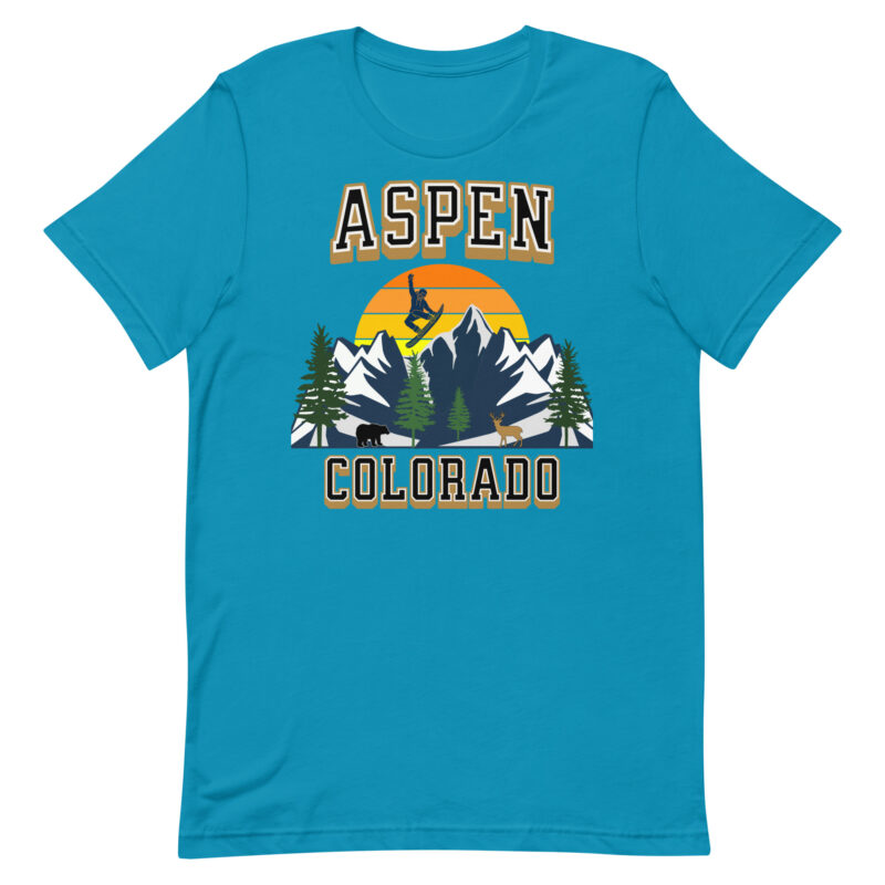 Aspen Colorado Snowboard Skiing Casual T-shirt Unisex tshirt, Men Women, Teens, Gift For Him Gift For Her Ski Shirt